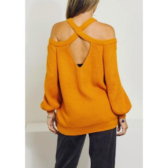 NEW J.NNA cross-back cold-shoulder sweater in light rust - Picture 2 of 2